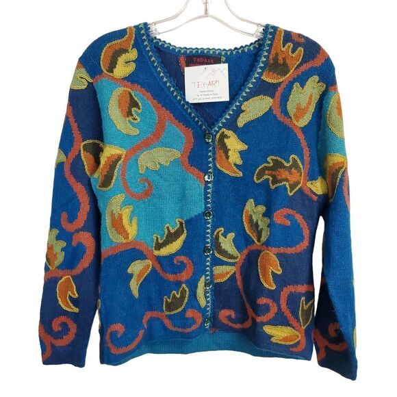 Handmade Sweaters - NEW Handmade Tabask Alpaca Blend Cardigan Sweater Embroidered Accents Size S #10